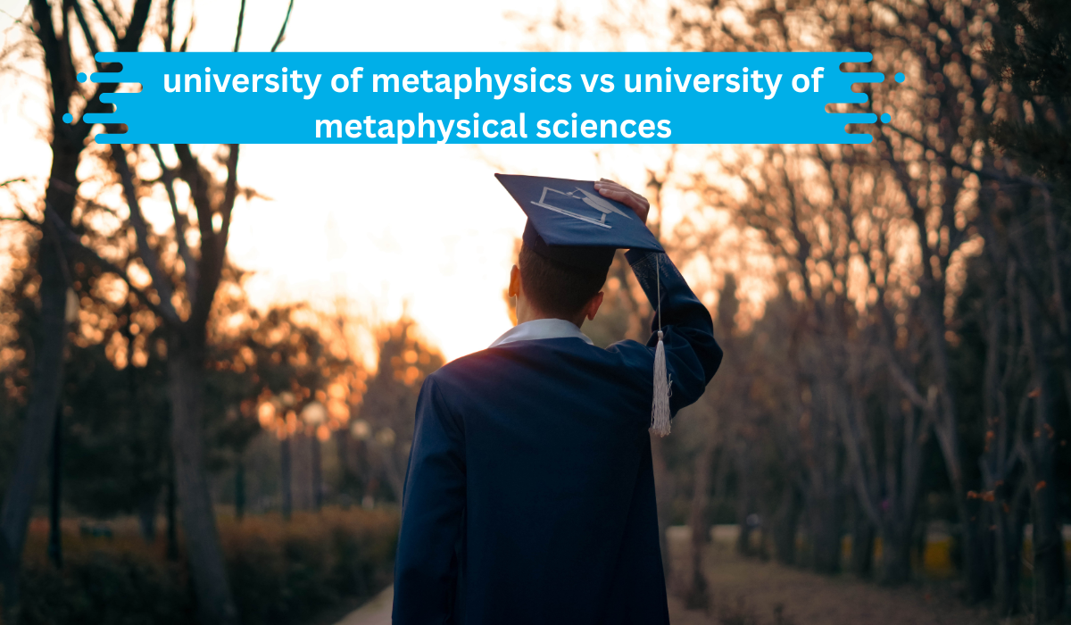 University of Metaphysics vs University of Metaphysical Sciences comparison infographic showing accreditation and tuition differences